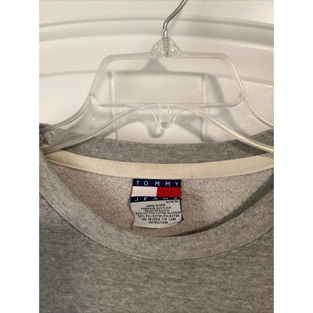 90s Tommy Jeans sweatshirt Gray Grey Heather Medium Vintage Retro Logo Vintage - Picture 2 of 3